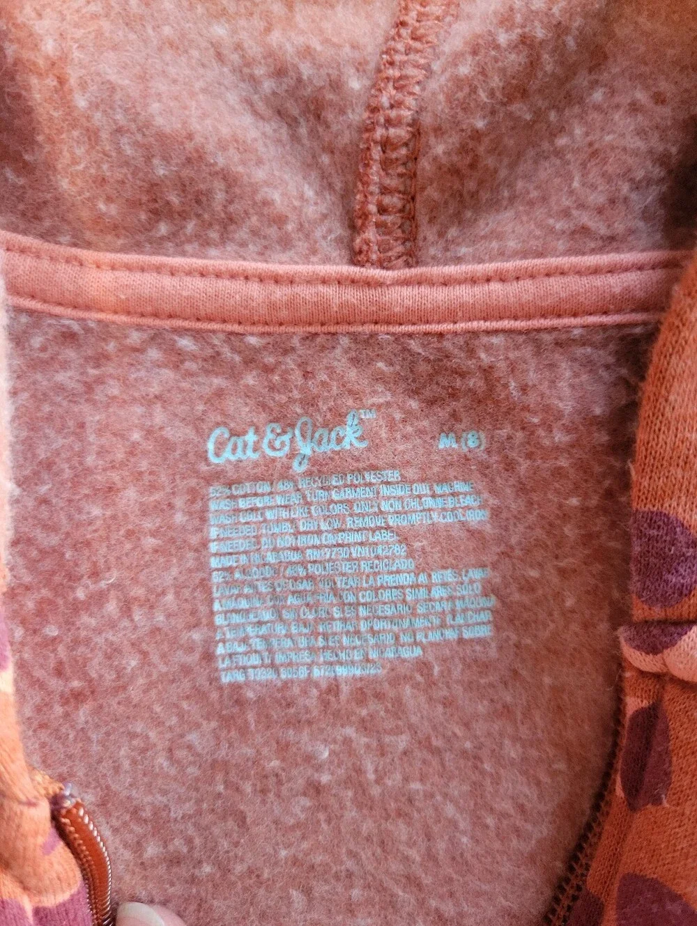 Cat & Jack Rust with Dark Pink Heart Cheetah Print Zip Hoodie